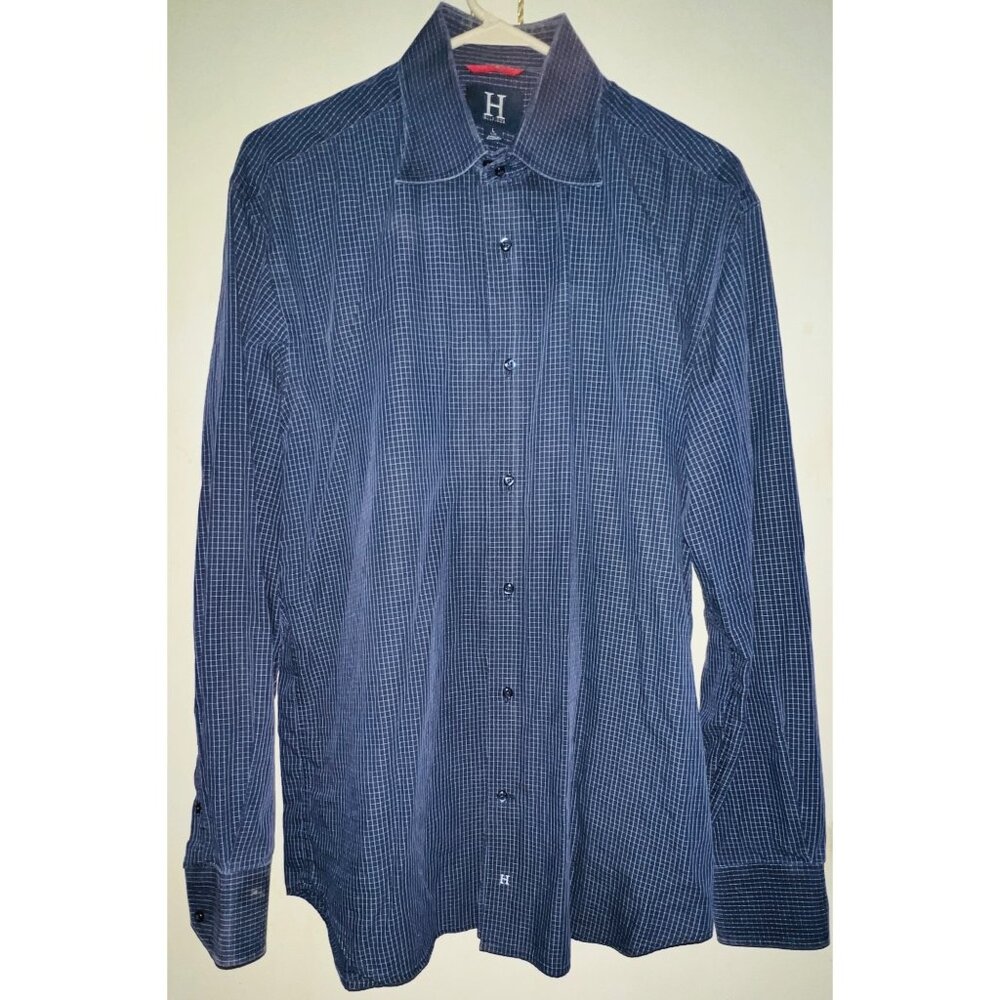 Tommy Hilfiger Men's Long Sleeve Button-Down Shirt Size L Blue Checkered Pattern